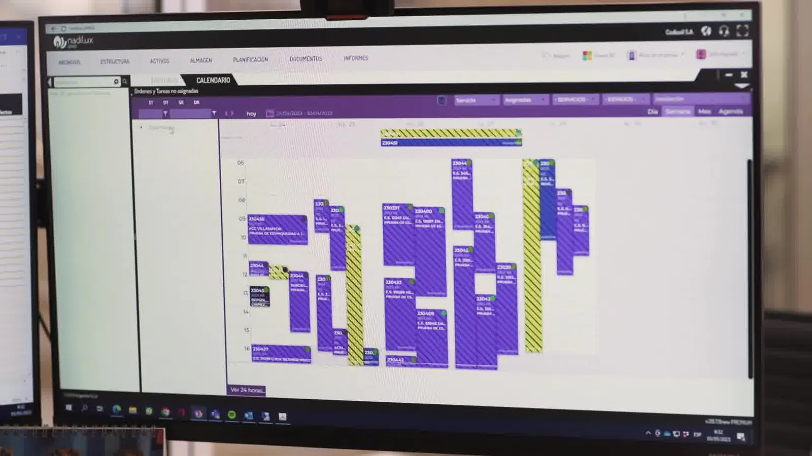 Pantalla del software de planificación de mantenimientos de Codisoil